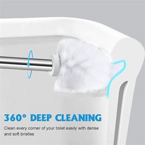 img 1 attached to 🚽 Efficient Toilet Brush Set: Topsky 3 Pack Compact Cleaner and Holder with Steel Handle - Ergonomic, Sturdy, Deep Cleaning - Bathroom Storage Solution