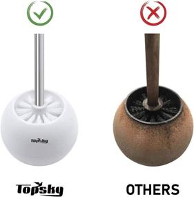 img 3 attached to 🚽 Efficient Toilet Brush Set: Topsky 3 Pack Compact Cleaner and Holder with Steel Handle - Ergonomic, Sturdy, Deep Cleaning - Bathroom Storage Solution