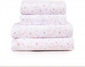 img 2 attached to 🌟 Stardust Skies Pink and Purple Kids Rule - Twin Size 3 Piece Sheet Set with Small Stars