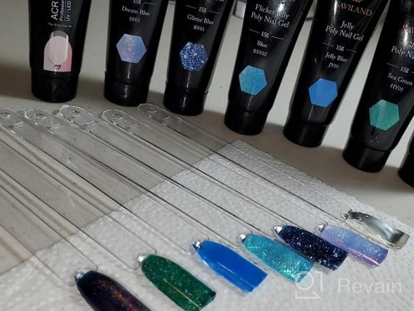 img 1 attached to Saviland Blue Series Poly Nails Gel Kit - Glitter And Cat Eye Nail Extension Builder Gel With 7 Colors And Thickening Solution For Starter And Professional Nail Artists review by Terrence Tucker