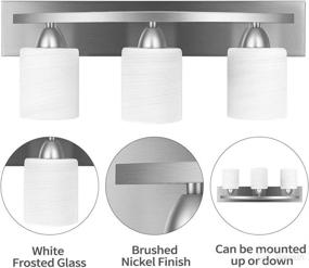 img 3 attached to 🚿 PARTPHONER 3-Light Bathroom Vanity Set: Brushed Nickel Fixture with White Frosted Glass