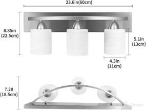 img 1 attached to 🚿 PARTPHONER 3-Light Bathroom Vanity Set: Brushed Nickel Fixture with White Frosted Glass