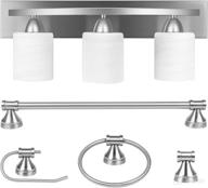 🚿 partphoner 3-light bathroom vanity set: brushed nickel fixture with white frosted glass логотип