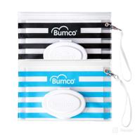 bumco airtight wipes dispenser, wet wipes pouch with reusable refill, diaper bag organizer for travel, portable carrying clutch, unique baby gift for boy or girl [black & blue] logo