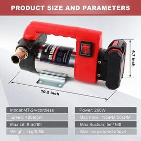 img 3 attached to Портативный самовсасывающий дизельный перекачивающий насос со скоростью потока 13 галлонов в минуту, литиевой батареей и электрическим приводом - идеально подходит для заправки лодок и грузовиков керосином или маслом