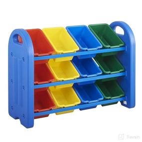 img 2 attached to 🧸 ECR4Kids 3-Tier Toy Storage Organizer with Bins, Blue - GreenGuard Gold Certified Toy Organizer and Storage for Kids’ Toys (ELR-0216)