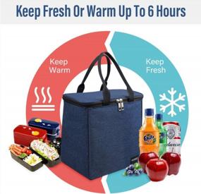 img 2 attached to Large Waterproof Insulated Lunch Tote Bag For Men And Women - VAGREEZ Navy Lunch Bag