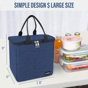 img 3 attached to Large Waterproof Insulated Lunch Tote Bag For Men And Women - VAGREEZ Navy Lunch Bag