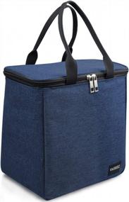 img 4 attached to Large Waterproof Insulated Lunch Tote Bag For Men And Women - VAGREEZ Navy Lunch Bag