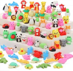 img 4 attached to Fun And Creative 70Pcs 3D Animal Erasers For Kids' Desk Pets And Classroom Rewards