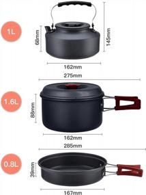 img 4 attached to 20-Piece Camping Cookware And Mess Kit Set - Lightweight Backpacking Cooking Gear For Family Hiking And Picnics. Includes Kettle, Pot, Frying Pan, Cups, Forks, Knives, Spoons, And Carabiner By Bulin