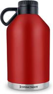 crimson drinktanks session growler: 64 oz vacuum insulated stainless steel tumbler for beer, wine, soda, and coffee with handle and leakproof design logo