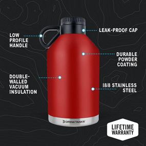 img 3 attached to Crimson DrinkTanks Session Growler: 64 Oz Vacuum Insulated Stainless Steel Tumbler For Beer, Wine, Soda, And Coffee With Handle And Leakproof Design