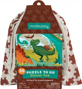 img 4 attached to Mudpuppy Dinosaur Park Puzzle To Go For Kids Age 3+, 36 Pieces, 12”X9” With Colorful Illustrations Of Favorite Dinosaurs In Travel-Friendly Drawstring Fabric Pouch – Perfect For Planes