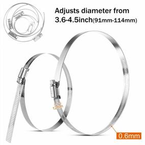 img 3 attached to 6 Pack Miahart Adjustable 304 Stainless Steel 4 Inch Hose Clamp Duct 91Mm-114Mm Worm Gear Pipe Clamp For Automotive, Mechanical Agriculture.