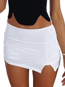 img 4 attached to Justalwart Women'S High Waist Mini Bodycon Skirt Short Wrap Skirt