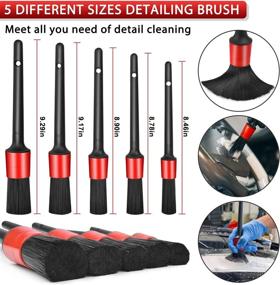 img 3 attached to Car Detailing Brush Set - 10 Pcs Including 5 Detail Brushes, 3 Wire Brushes, Air Conditioner Brush, and Microfiber Towel for Wheels, Dashboard, Interior, Exterior, Leather, Air Vents, Emblems