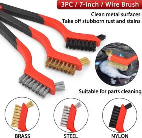 img 1 attached to Car Detailing Brush Set - 10 Pcs Including 5 Detail Brushes, 3 Wire Brushes, Air Conditioner Brush, and Microfiber Towel for Wheels, Dashboard, Interior, Exterior, Leather, Air Vents, Emblems