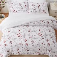 twin 5-piece emme floral comforter set - ultra soft brushed microfiber bed in a bag (red floral) logo