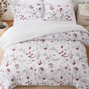 img 4 attached to Twin 5-Piece EMME Floral Comforter Set - Ultra Soft Brushed Microfiber Bed In A Bag (Red Floral)