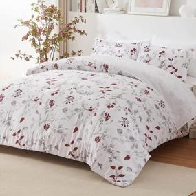 img 2 attached to Twin 5-Piece EMME Floral Comforter Set - Ultra Soft Brushed Microfiber Bed In A Bag (Red Floral)