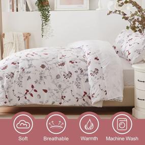 img 1 attached to Twin 5-Piece EMME Floral Comforter Set - Ultra Soft Brushed Microfiber Bed In A Bag (Red Floral)