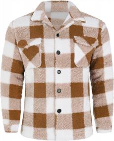 img 2 attached to Gafeng Mens Plaid Fleece Sherpa Jacket Long Sleeve Button Front Lapel Casual Warm Fall Winter Outwear Coat Shacket