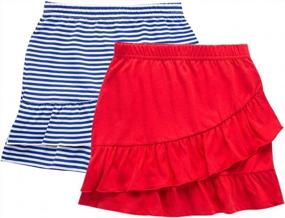 img 4 attached to UNACOO 2 Packs 100% Cotton Tiered Ruffle Skirt With Elastic Waistband For Girls