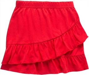 img 1 attached to UNACOO 2 Packs 100% Cotton Tiered Ruffle Skirt With Elastic Waistband For Girls