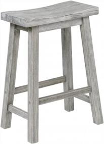 img 4 attached to Boraam 24-Inch Sonoma Bar Stool, Storm Grey Wire-Brush Finish