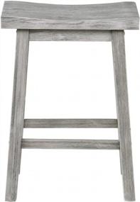 img 3 attached to Boraam 24-Inch Sonoma Bar Stool, Storm Grey Wire-Brush Finish