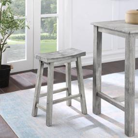 img 2 attached to Boraam 24-Inch Sonoma Bar Stool, Storm Grey Wire-Brush Finish