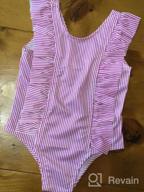 img 1 attached to Adorable Baby Girl Striped Bikini Set With Ruffles And Headband For Beach Fun review by Niropa Heinen