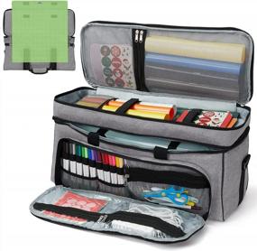 img 4 attached to Protect Your Cricut Maker And Silhouette With This Double Layer Carrying Case – Perfect For Storage And Transporting With Large Cutting Mat Pocket, Water Repellent In Grey.