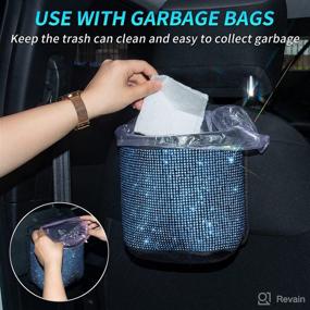 img 2 attached to 🚘 Premium Car Seat Organizer - Travel Caddy Bag for Back/Front Seat, Crystal Bling Car Front Seat Organizer, Practical Car Garbage Pocket Bin, Diamond Car Accessory (Blue, 1-Pack)