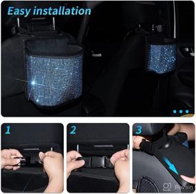 img 1 attached to 🚘 Premium Car Seat Organizer - Travel Caddy Bag for Back/Front Seat, Crystal Bling Car Front Seat Organizer, Practical Car Garbage Pocket Bin, Diamond Car Accessory (Blue, 1-Pack)