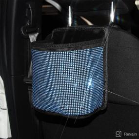 img 4 attached to 🚘 Premium Car Seat Organizer - Travel Caddy Bag for Back/Front Seat, Crystal Bling Car Front Seat Organizer, Practical Car Garbage Pocket Bin, Diamond Car Accessory (Blue, 1-Pack)