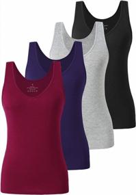 img 4 attached to Xelky Women'S V-Neck Tank Tops 4-Pack - Sleeveless Basic Shirts With Wide Straps For Layering (S-XXL), Lightweight And Stretchy Undershirts