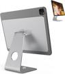 kabcon magnetic ipad stand - 360° rotating floating holder for apple ipad pro 11-inch, 1st gen, 2nd gen & 2021(3rd generation) air (4th generation)-silver logo