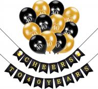 konsait 40th birthday decoration, cheers to 40 birthday banner, hello 40 birthday balloons, black and gold, for man women celebration 40th birthday for 40 years old party decor сувениры поставки логотип