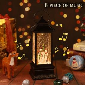 img 2 attached to Светодиодный рождественский фонарь Snow Globe: музыкальный, вращающийся и блестящий декор с опцией USB / батареи - идеальный рождественский декор для дома и идея подарка