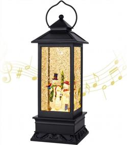 img 4 attached to Светодиодный рождественский фонарь Snow Globe: музыкальный, вращающийся и блестящий декор с опцией USB / батареи - идеальный рождественский декор для дома и идея подарка