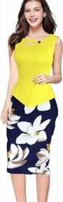 img 4 attached to YMING Womens One Piece Office Bodycon Sleeveless Floral Print Dress Work Sexy Club Pencil Dress
