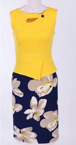img 3 attached to YMING Womens One Piece Office Bodycon Sleeveless Floral Print Dress Work Sexy Club Pencil Dress