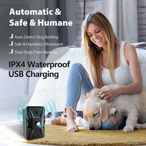 img 2 attached to 🔇 Rechargeable Anti Barking Device with 3 Levels, 33 Ft Range - Stop Barking & Train Dogs with Ultrasonic Control - Outdoor/Indoor Black