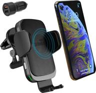 chargenius 15w wireless car charger mount | qi fast charging auto clamping phone holder | cd mount, dash windshield air vent | iphone 12/11/xs/xr/x/8, samsung galaxy s20 s10 s9+ s9 s8+ | android phone логотип