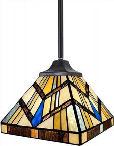 img 4 attached to Capulina Tiffany Mini Pendant Lights 8 Inches Wide Cream Amber Style Stained Glass Hanging Lamp For Kitchen Island Counter Dining Room Hallway