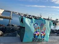 img 1 attached to Waterproof Beach Tote Bag With Zipper And 7 Pockets, Foldable Self Standing For Sandproof Pool & Cosmetic Storage - ABAMERICA review by Josh Ulrich