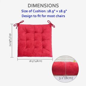 img 2 attached to ELFJOY Set Of 4 Square Chair Pads Indoor Seat Cushions Pillows With Ties Thick Soft Seat Cushion For Kitchen Dining Office Chair (18", Burgundy1)