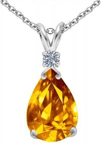 img 1 attached to Voss+Agin 2.5 CTW Genuine Diamond And Citrine Pendant In Sterling Silver, 18''
